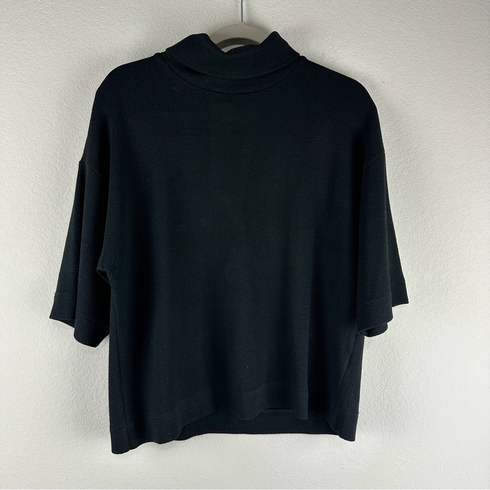 J.Crew 365 Black Crepe Drop Sleeve Mockneck Top Size Medium